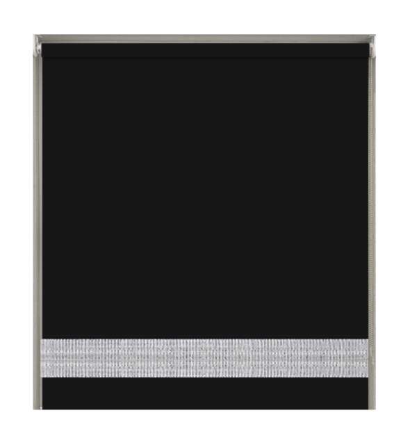 90cm Black Straight Diamante Edge Border Roller Blind Black Black