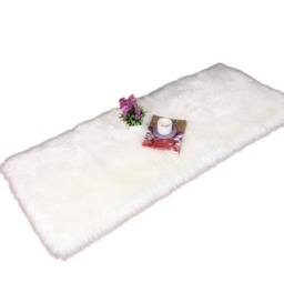 Living and Home Rectangular Soft White Shaggy Area Rug White