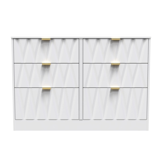 Washington 6 Drawer Wide Chest of Drawers in White Matt (Ready Assembled) White White Matt