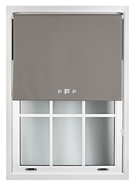 FURNISHED Blackout Roller Blinds with Triple Square Eyelets Cut to Size Easy Fit Window Shade Grey Dark Grey (W) 60cm x (L) 210cm