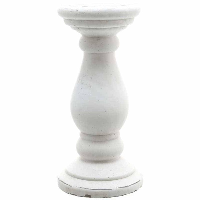 Large Candle Holder - Ceramic - L18 x W18 x H38 cm - Matt White White
