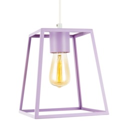 Industrial Lantern Lamp Shade in Soft Lilac with Square Top and Bottom