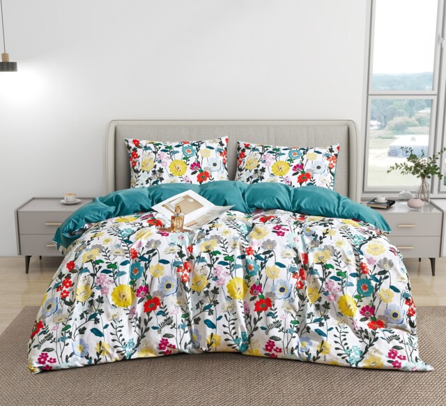 Ezysleep Aria Floral Printed Duvet Set - Duvet Cover And Matching Pillowcases Multi