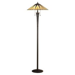 Dark 2 Light Floor Lamp Black, Tiffany Style Glass, E27