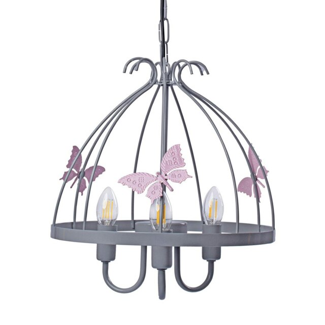 Milagro Chandelier Kago 3XE14 Grey and Pink