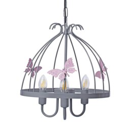 Milagro Chandelier Kago 3XE14 Grey and Pink