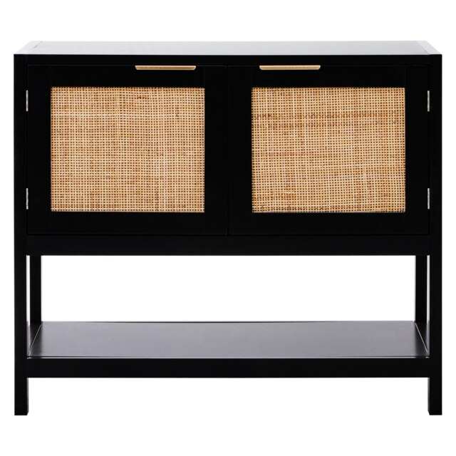 Orsina Versatile Black Wood Side Cabinet, Rustic Bedside Cabinet, Easily Maintained Display Cabinet With Storage