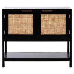 Orsina Versatile Black Wood Side Cabinet, Rustic Bedside Cabinet, Easily Maintained Display Cabinet With Storage