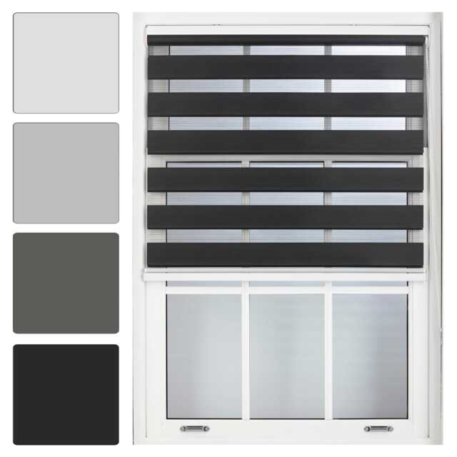 Day and Night Zebra Roller Blind 110cm Wide x 210cm Long Black Black