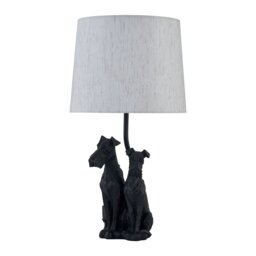 Friends - Two Dog Table Lamp With Oatmeal Linen Shade