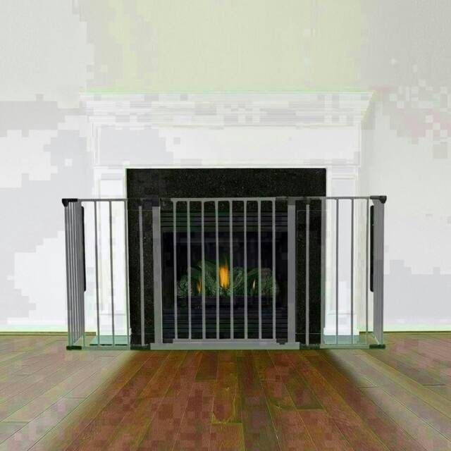 Safetots Multi Panel Fire Surround, 38cm Deep x 138cm Wide, Grey, 70cm Tall, Child and Pet Safety, Baby and Toddler Fire Guard