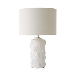 ValueLights Selene Embossed Seashell Ceramic Table Lamp Cream