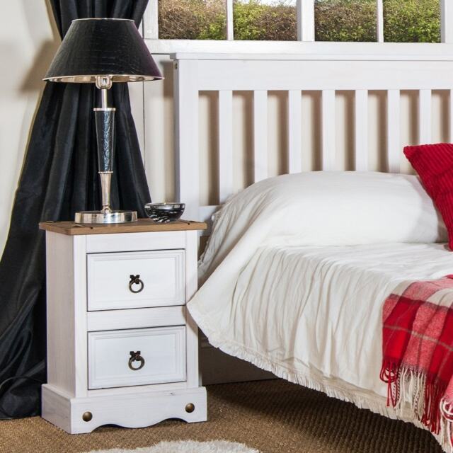 Corona Premium 2 Drawer Petite Bedside Cabinet - Shaker-Style Nightstand with Dovetail Drawers White White Wax One Size 1
