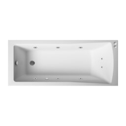 Square Single Ended Straight Whirlpool Bath with 8 Chrome Jets and Leg Set, 1700 x 700mm White