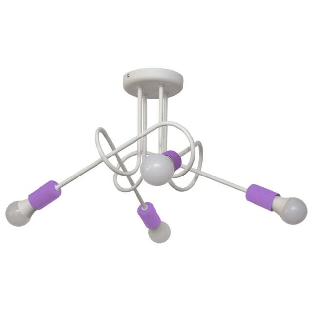 Oxford Multi Arm Semi Flush Ceiling Light White, Purple 44cm