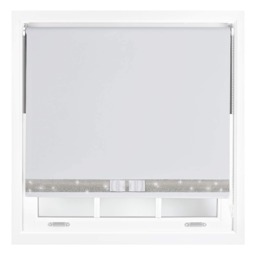 FURNISHED Blackout Roller Blinds with Diamante Trim and Bow Cut to Size White White (W) 180cm x (L) 165cm