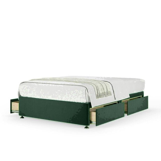 Emerald Green Plush Velvet 4 Drawer Divan Base King Size