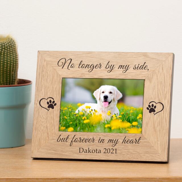 Personalised No longer by my side Pet Memory Wood Picture Frame 7x5