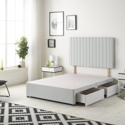 Texas Divan Bed Base with 2 Drawers & 30 Inch Headboard Linen Fabric Grey Sage