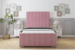 "Sloomy Radcliffe Pink Plush Bed Frame With 50"" Upholstered Headboard 5' King"