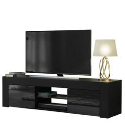 TV Unit TV Stand Black High Gloss Media Console Sideboard Storage Cabinet 130cm
