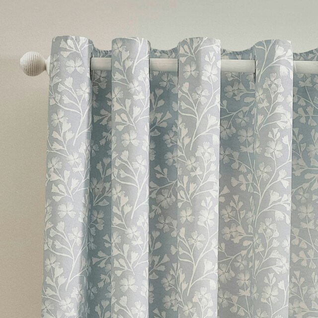 Catherine Lansfield Brooke Floral 46x54 Inch Lined Eyelet Curtains Duck egg Blue
