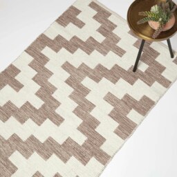 Homescapes Malina Brown and Natural Kilim Cotton Rug - 120 x 170 cm Brown 120 x 170 cm