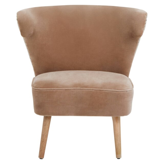 Cefena Mink Velvet and Natural Linen Chair Brown