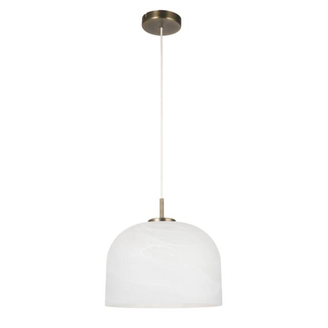 Oberon - Antique Brass Ceiling Pendant Light with Alabaster Shade