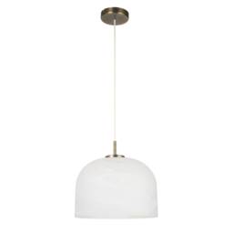 Oberon - Antique Brass Ceiling Pendant Light with Alabaster Shade