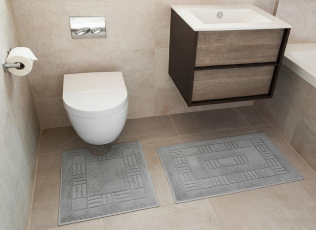 Chatsworth Pure Cotton Bath Mats Super Soft and absorbent (85x50 cm) Silver Silver 80x50 cm 1
