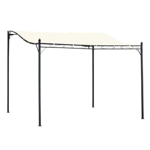 Outsunny 3 x 3M Wall Mounted Awning Free Stand Canopy Shade Garden Porch Pergola Cream