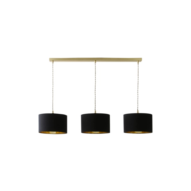 ValueLights Shaw Gold 3 Drop Bar Black Gold Shades and Bulbs