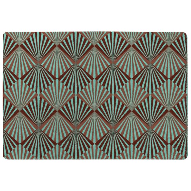 Green Geometric Rays Rug Multi