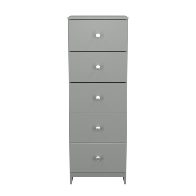Heydon 5 Drawer Tall Bedside Cabinet in Uniform Grey & Dusk Grey (Ready Assembled) Grey Uniform Grey & Dusk Grey