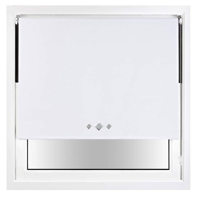 Blackout Roller Blind Diamond Eyelet Metal Fittings White White