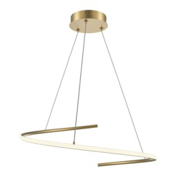 Curve Modern Pendant Ceiling Light Brass 2100lm White Shade