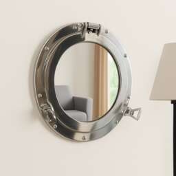 Silver Metal Porthole Mirror 28cm X 28cm
