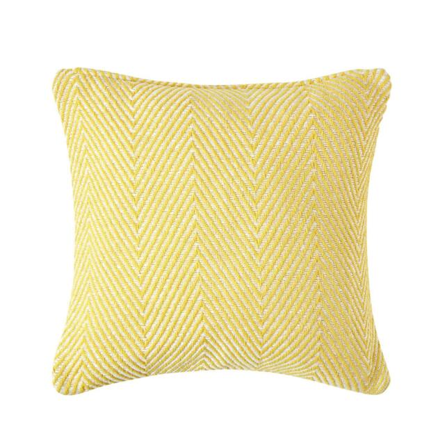 Homescapes Cotton Yellow Halden Chevron Cushion Cover - 60 x 60 cm Yellow Yellow 60 x 60 cm