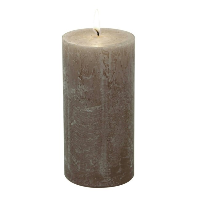 IHR Pillar Candle Medium Solid Colour Unscented 14cm Taupe