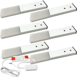 6-Pack Slim LED Under Cabinet Kitchen Lights with Driver - Natural White Brushed Aluminium