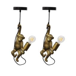 Set of 2 Norman - Black and Gold Monkey Pendant
