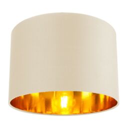 "Contemporary Cream Cotton 12"" Table/Pendant Lamp Shade with Shiny Copper Inner Cream Cream 1"