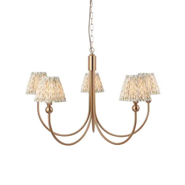 Sophisticated Aged Brass Pendant Light with Herb Garden Green Shades
