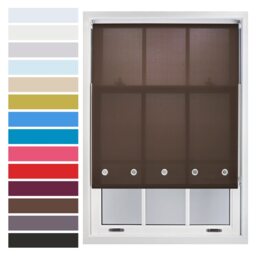 FURNISHED Roller Blinds with Chrome Round Eyelets and Metal Fittings Cut to Size Sheer Window Shade Brown Mocha (W) 150cm x (L) 210cm