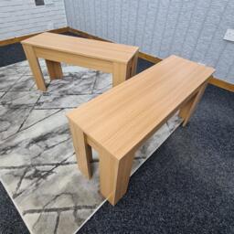KOSY KOALA 2 Set Modern Light Wood-Effect Dining Benches Wooden Seating for Dining Room Kitchen or Hallway (90 × 30 × 45 cm)