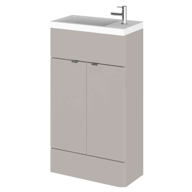 Balterley Alrewas Contemporary 2 Door Floor Standing Compact Vanity Unit with Basin, Pebble Grey, 500mm