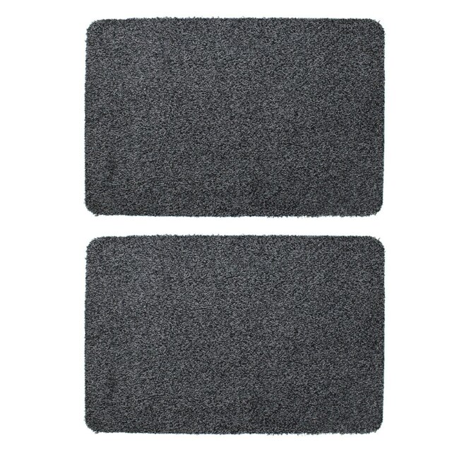 JVL Tanami Machine Washable Doormat 50x75cm, Charcoal, Pack of 2