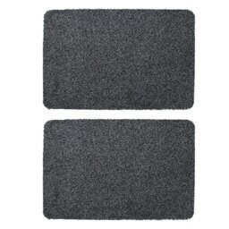 JVL Tanami Machine Washable Doormat 50x75cm, Charcoal, Pack of 2