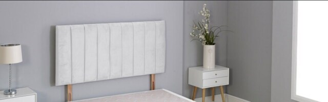 "White Plush Velvet 9 Panel Headboard White 2FT6 Small Single 20""inch Headboard"
